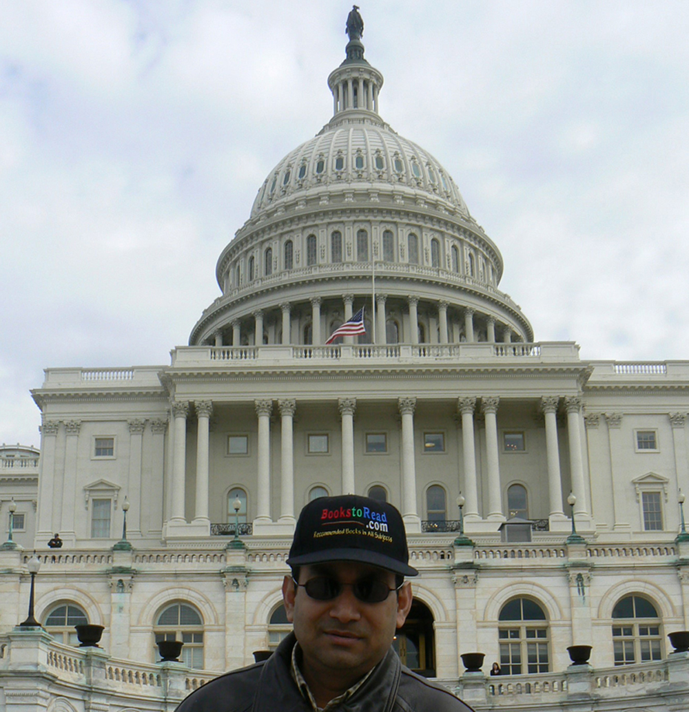 BooksToRead.com Founder Dr. Badrul Khan in front of the United States Capitol